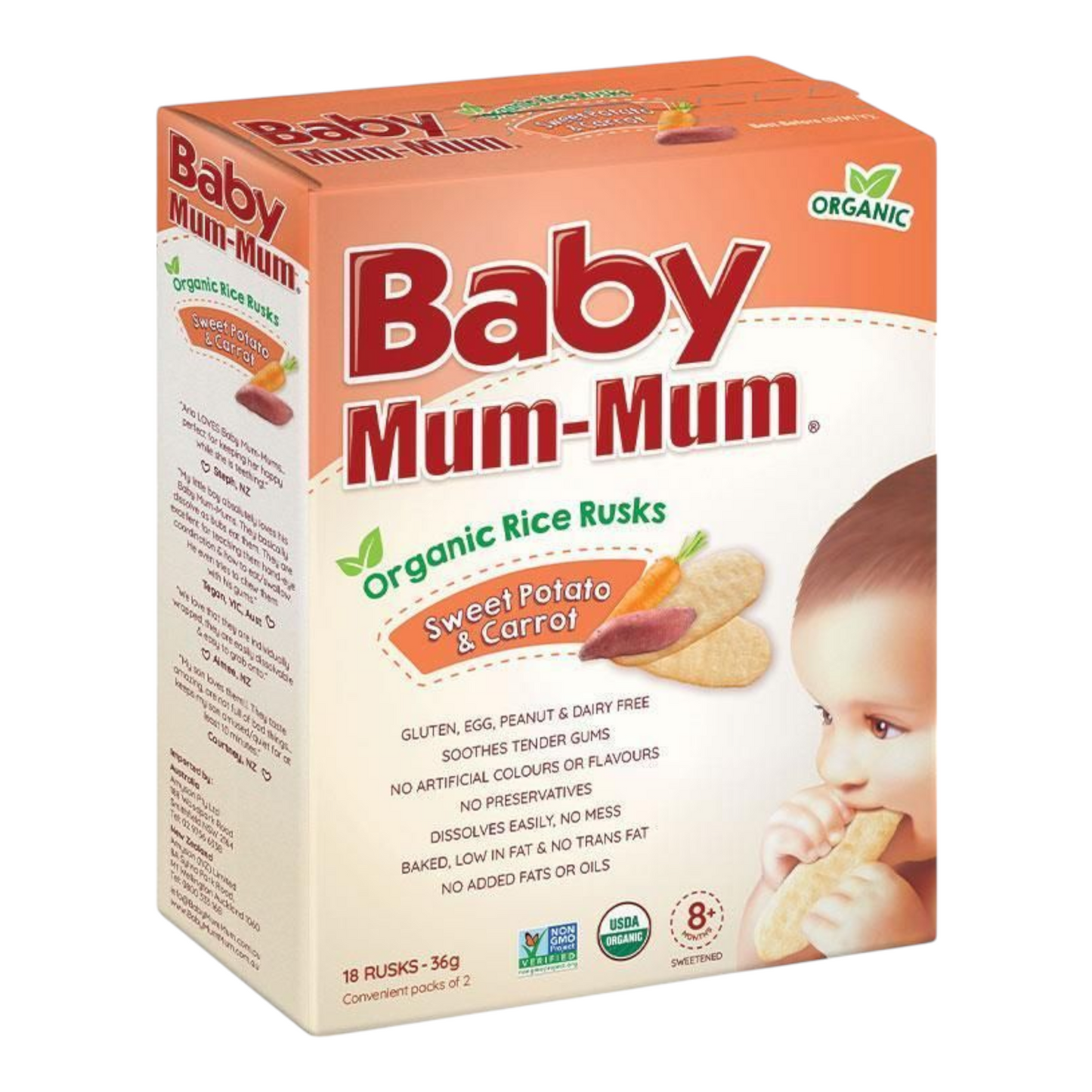 Baby Mum-Mum Organic Rice Rusks Sweet Potato & Carrot 36g