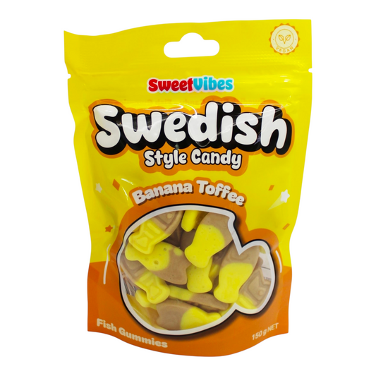 Sweet Vibes Swedish Style Candy Fish Gummies 150g - Banana Toffee