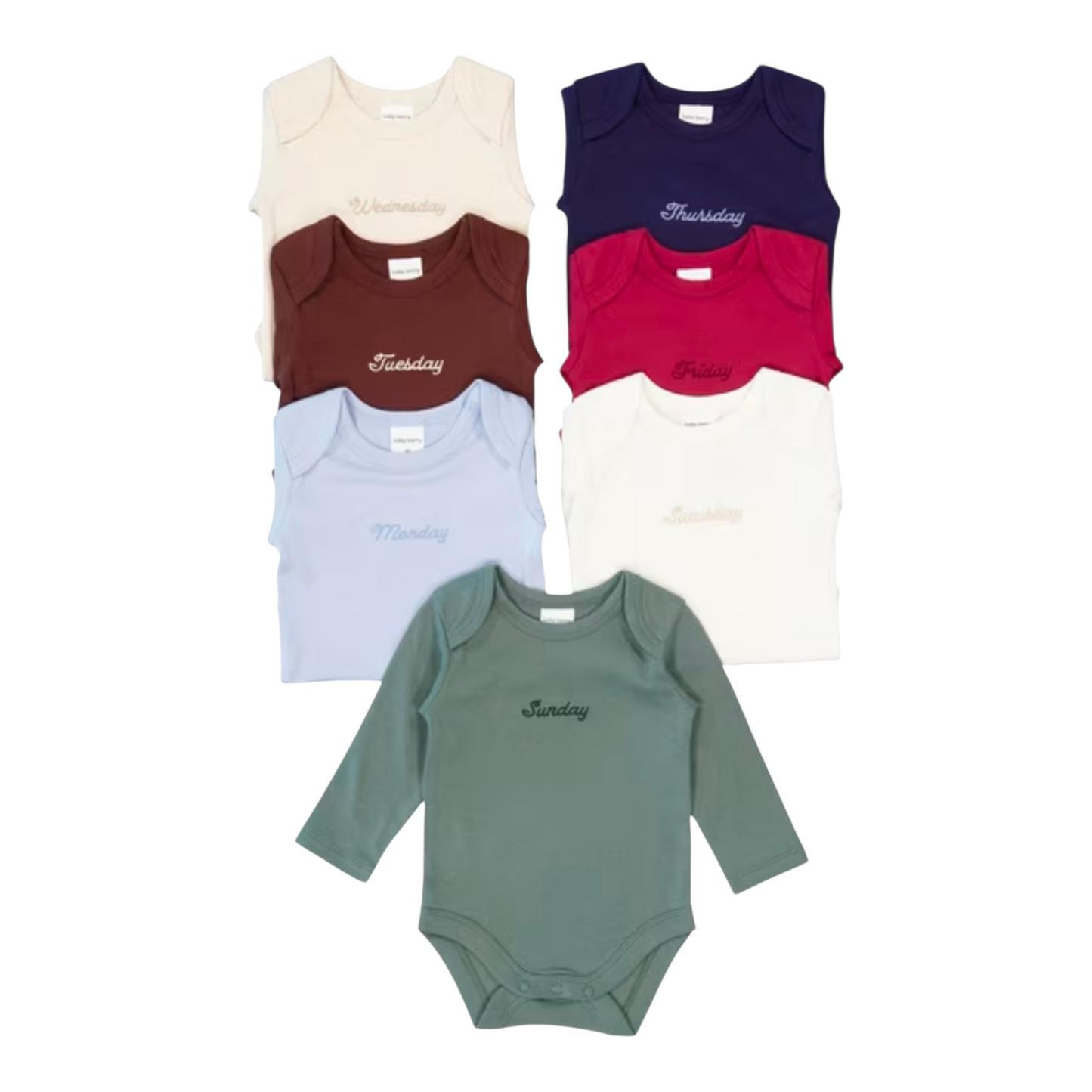 Baby Days Of The Week 7 Pack Long Sleeve Bodysuit