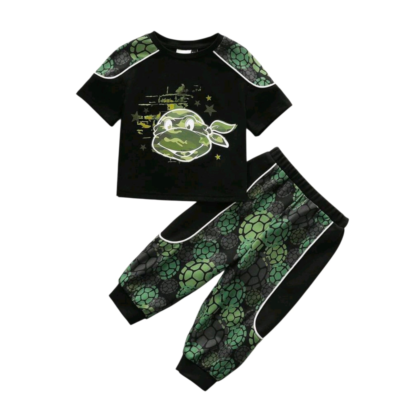 TEENAGE MUTANT NINJA TURTLES | SHEIN Baby Boy Cartoon Print Round Neck Short Sleeve T-Shirt And Pants Casual Daily Outfit