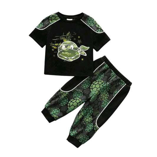 TEENAGE MUTANT NINJA TURTLES | SHEIN Baby Boy Cartoon Print Round Neck Short Sleeve T-Shirt And Pants Casual Daily Outfit