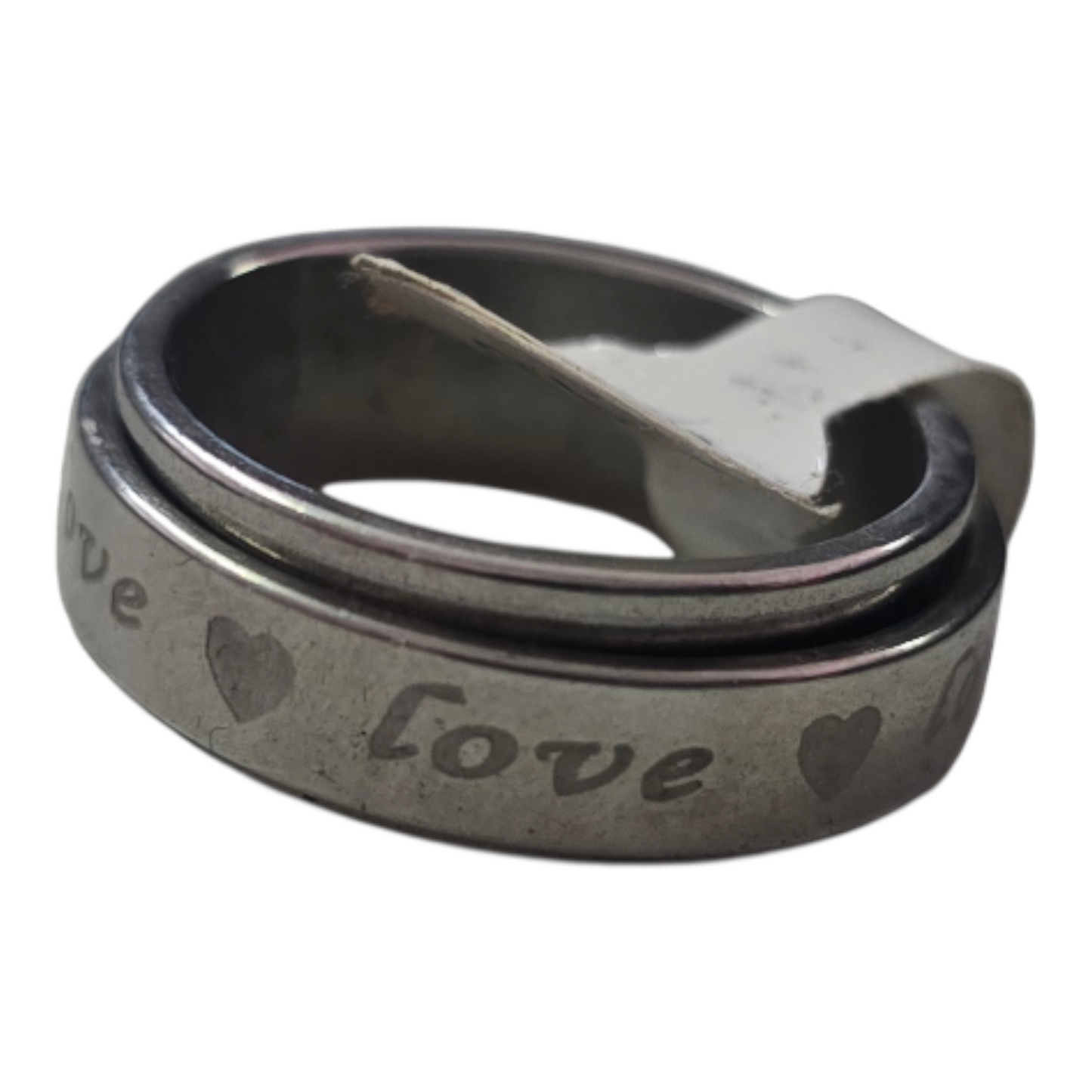 Silver love spinner fidget Ring