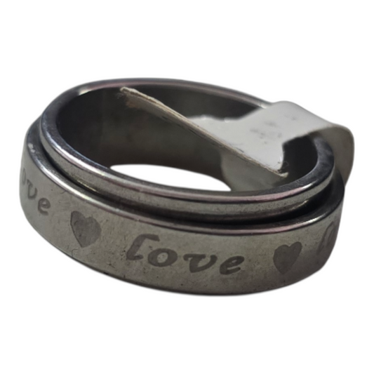Silver love spinner fidget Ring