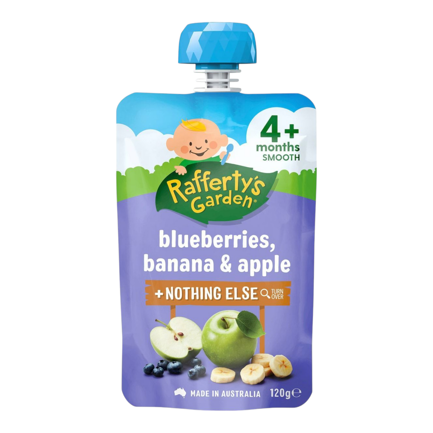 Rafferty's Garden Baby Food Pouch Blueberries, Banana & Apple 4+ Months 120g
