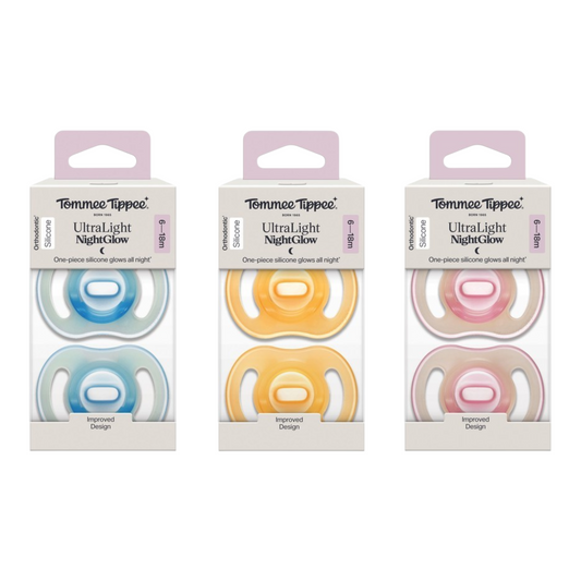 Tommee Tippee Ultra-light StayPut Night Glow Soother, 6-18m, 2 Pack - Assorted*