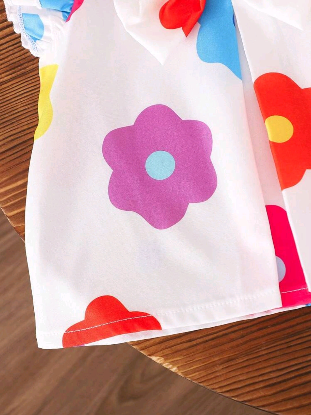 Baby Girls Casual Floral Print Bowknot Decor Top And Shorts Set, Summer -(size 3-6M)