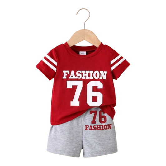 2 Pieces Infant Baby Boy Casual Fashion Digit Print Crew Neck T-Shirt And Shorts Set, Summer Children Sports Suit -(size 6-9M)
