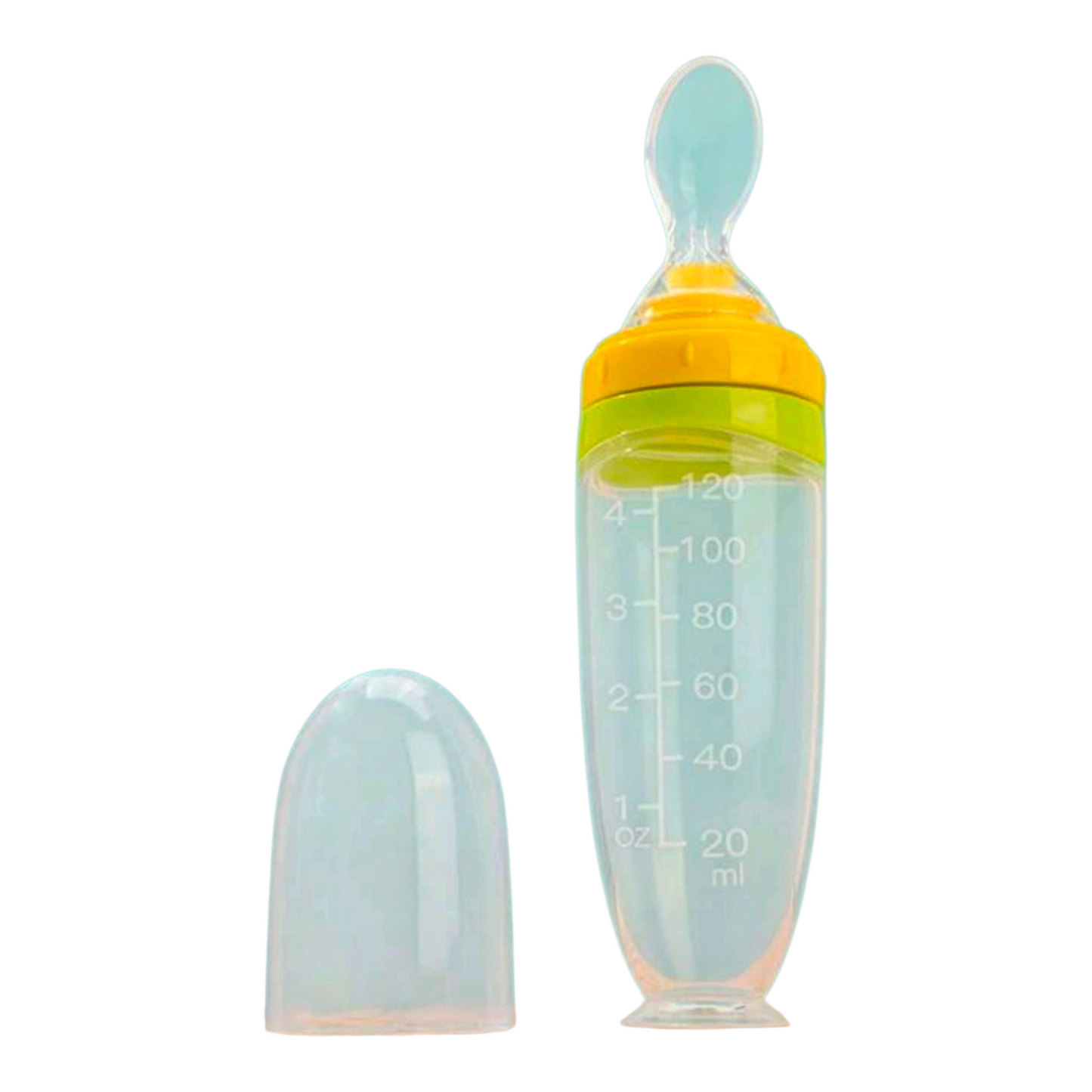 SAIDAH 120 Ml/4oz Infant Baby Liquid Silicone Food Squeeze Feeder | Fruit Puree & Rice Paste Dispenser | Detachable Spoon | Non-Slip Suction Base | Single-Hand Feeding Design