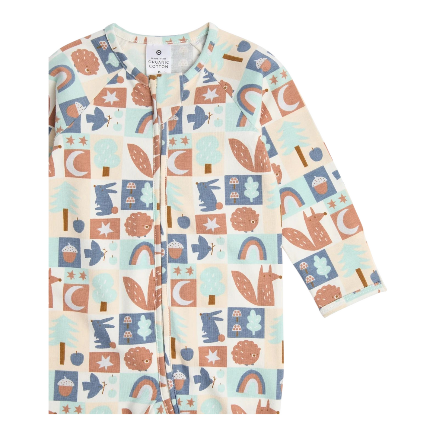 Baby Organic Cotton Footless Coverall - Animals -(0-3M)