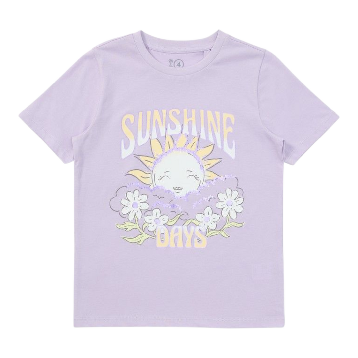 K-D Kids Short Sleeve Sunshine Days Foil Print Tee - Lilac -(size 2-3Y)