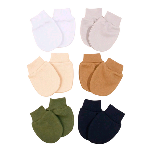 6 Pairs New Born Baby Anti-Scratch Mittens, 0-3 Months Infant Windproof Gloves, Plain Soft Material, Suitable For All Seasons