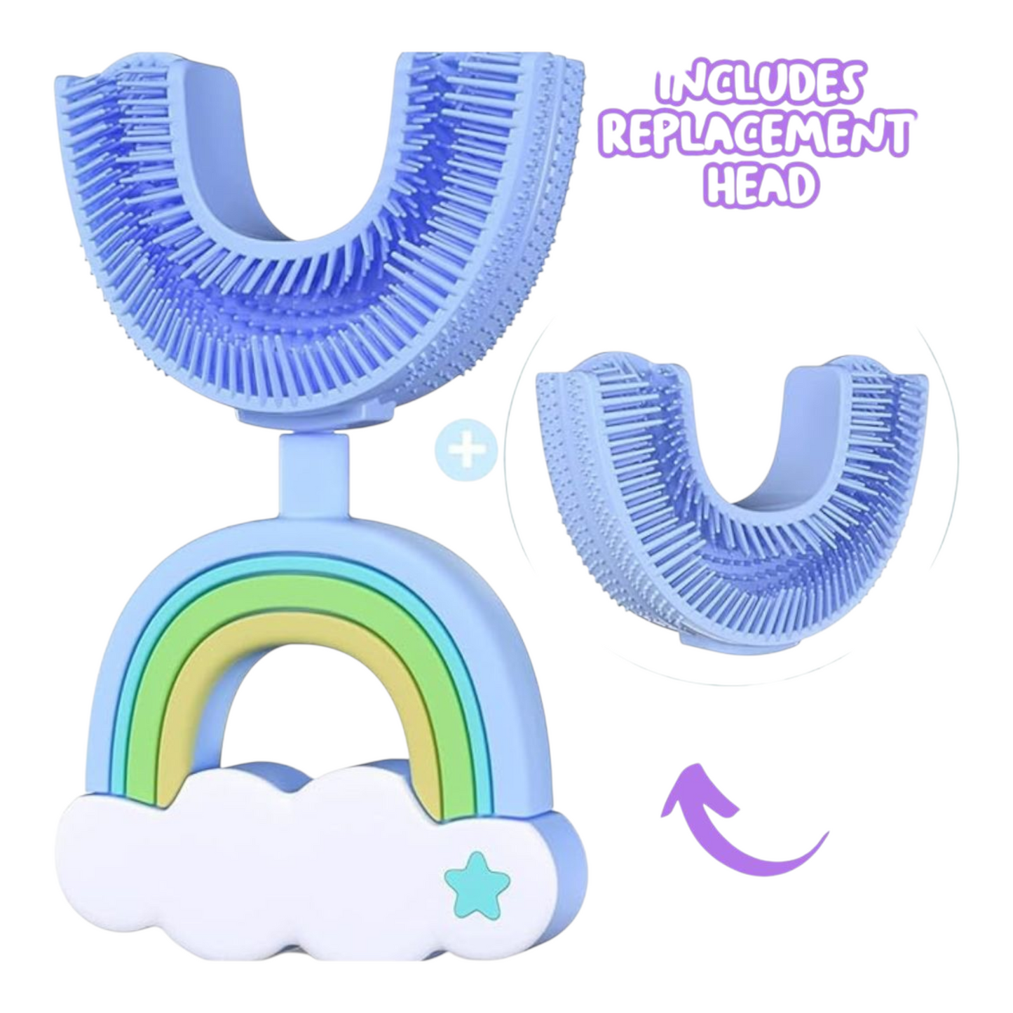 Sensory Rainbow Toothbrush Tool for Kids with Replacement Head Suction Base