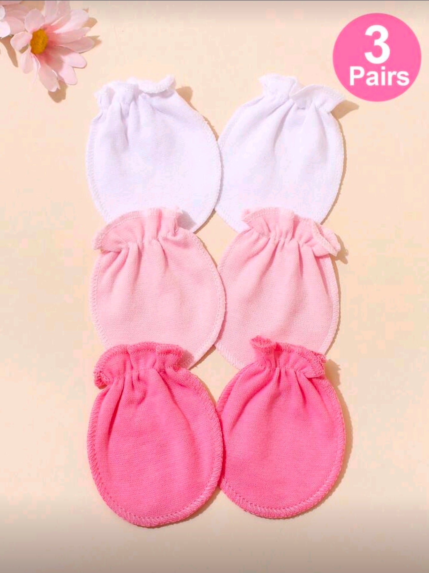 3pcs/Set Newborn Baby Anti-Scratch Mittens