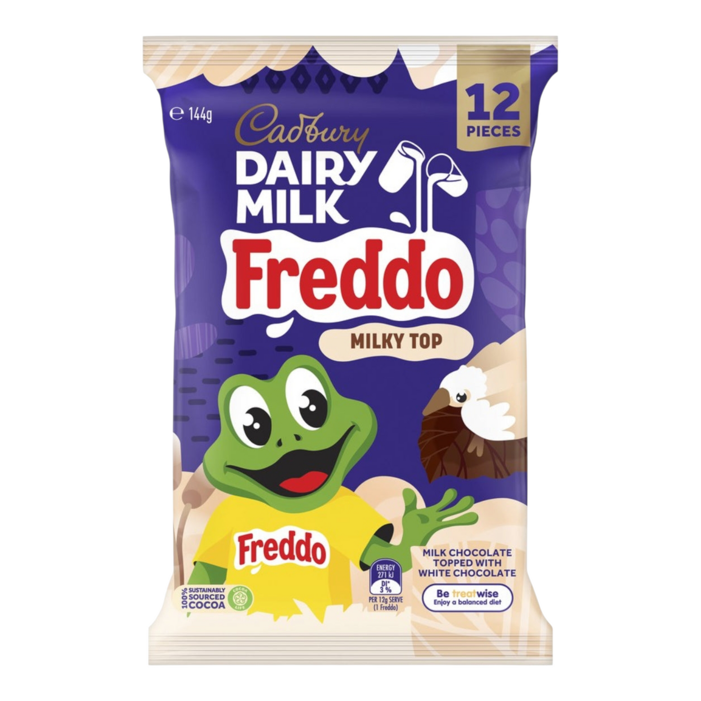 Cadbury Dairy Milk Freddo Milky Top Chocolate Sharepack 12 Pack 144g