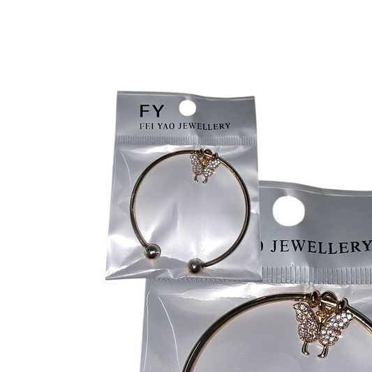 Butterfly- FEI YAO JEWELLERY gold-tone slip-on cuff bracelet with crystal charms
