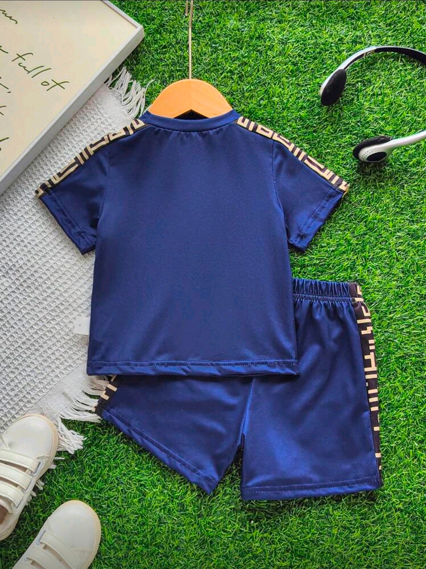 SHEIN Baby Boy Infant Toddler Newborn 0-3 Years Old Casual Floral Print Short Sleeve T-Shirt + Shorts 2-Piece Set