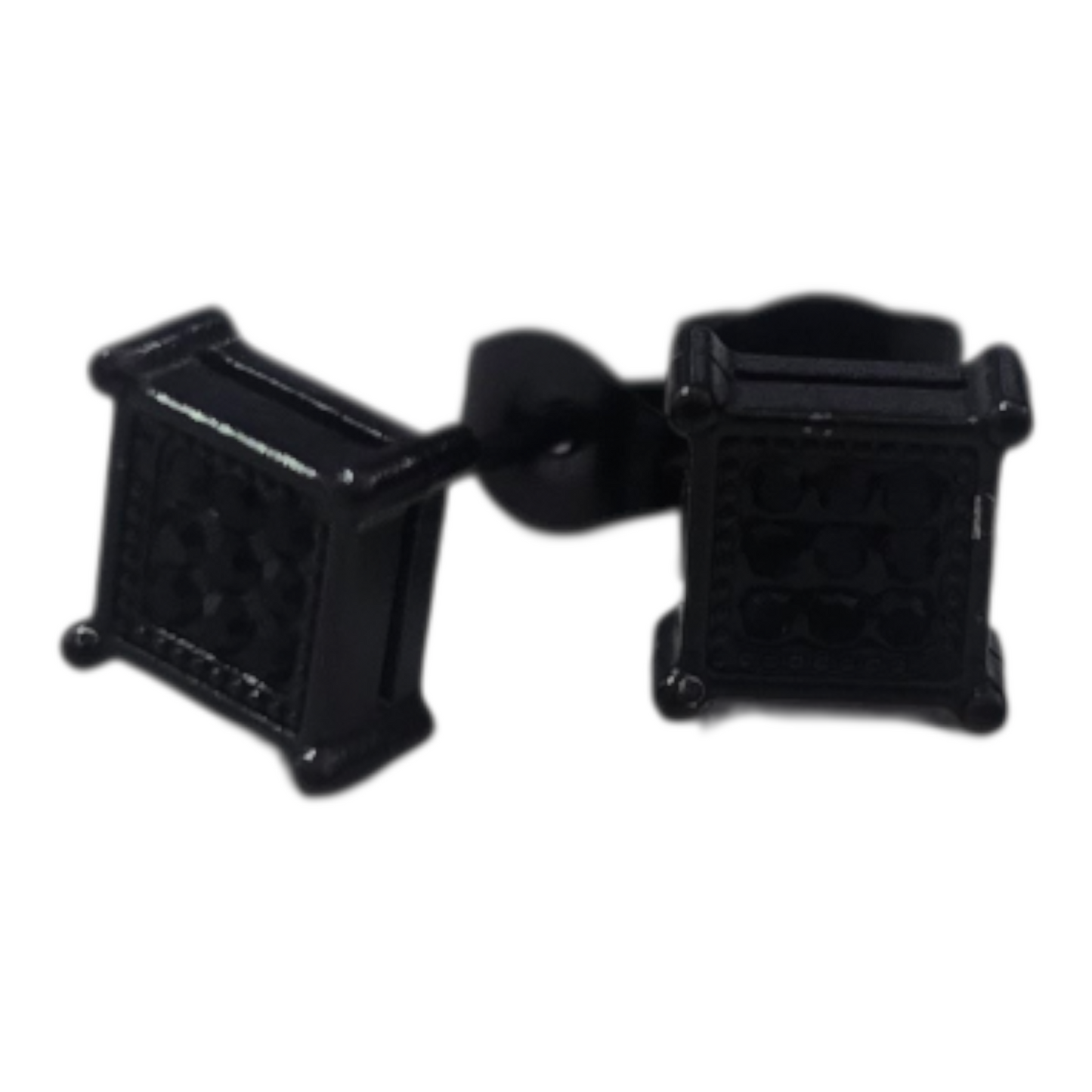 Square Stud Earrings in black.