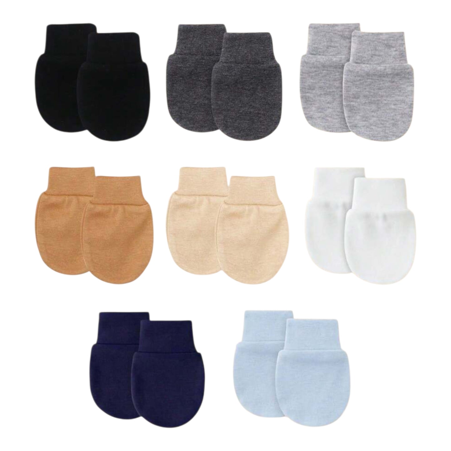 8 Pairs Newborn Solid Color Anti-Scratch Mittens, Suitable For Baby Boys And Girls Daily Wear, Full Finger Gloves, 0-6 Months, Perfect Newborn Gift