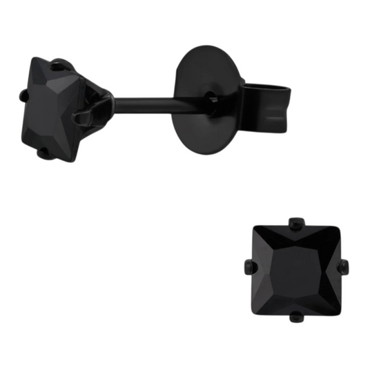 black square stud earrings