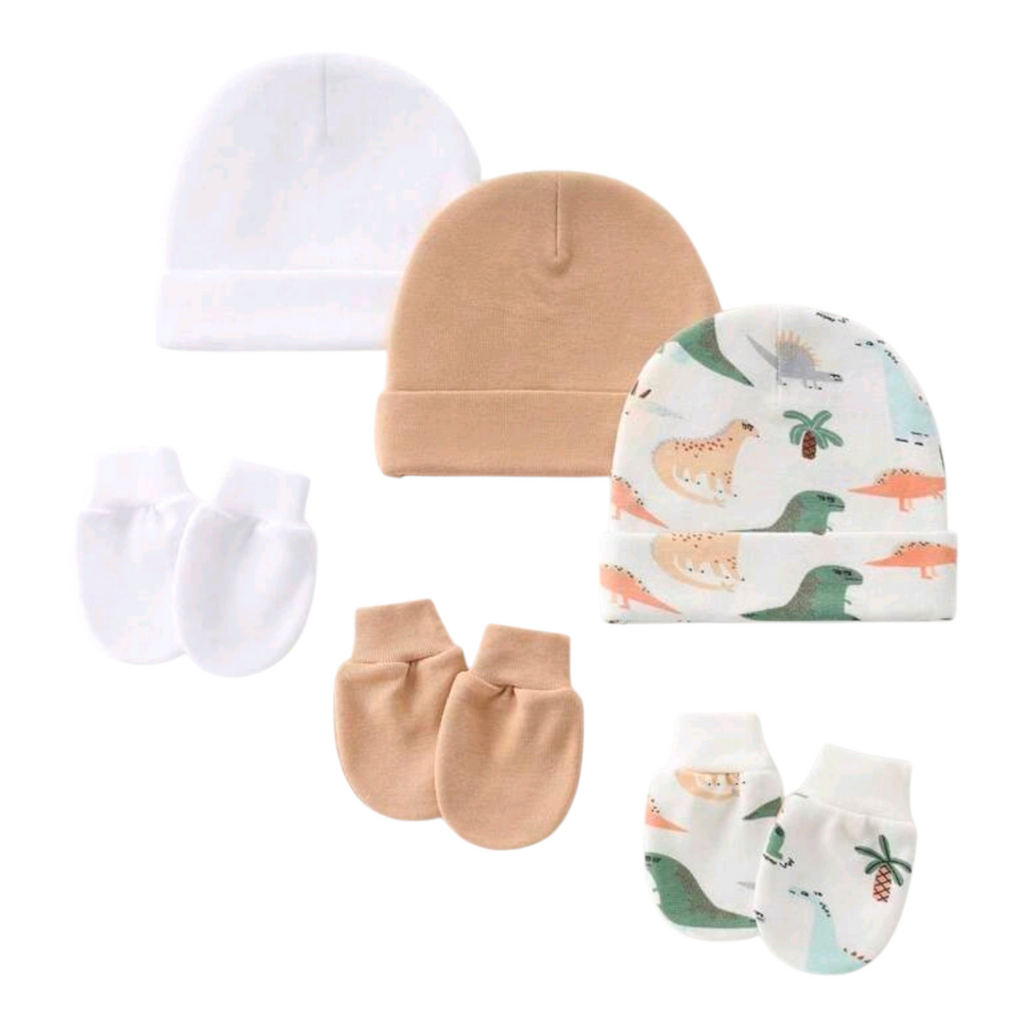 3pcs/Set Baby 0-3M Unisex Soft & Skin-Friendly Hat + Gloves + Fontanel Cover Set, Hospital Hat For Newborns, All Seasons