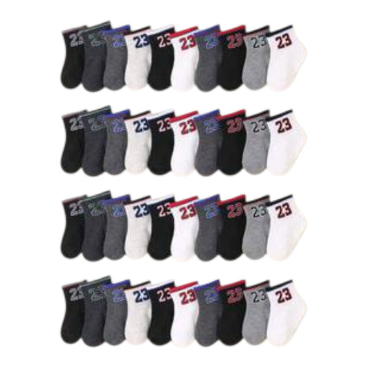 20 Pairs Boys' Socks, 10 Pairs Baby Socks - Cute Letter & Striped Athletic Socks, Toddler Low-Cut Socks, Children Socks, Unisex, Newborn Infant Socks, Baby Party Decor Halloween Christmas Gift