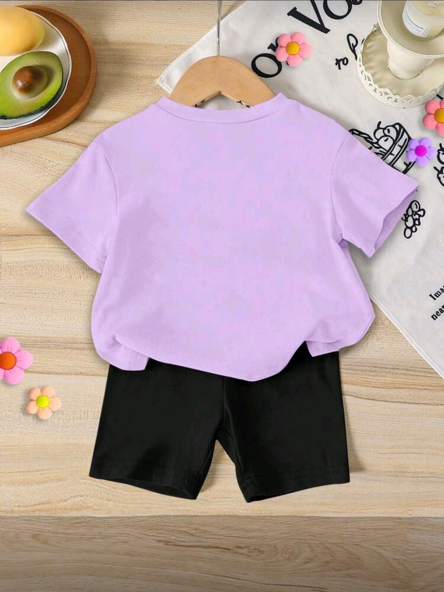 1 Set Baby Girl Casual K-POP Cartoon Print Short Sleeve Knit T-Shirt And Matching Shorts Set, Comfortable Knit Set For Daily, Holiday, Leisure, Sports Fashion