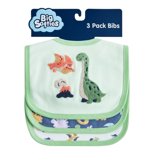 Big Softies Baby Newborn Bibs 3 Pack - Green