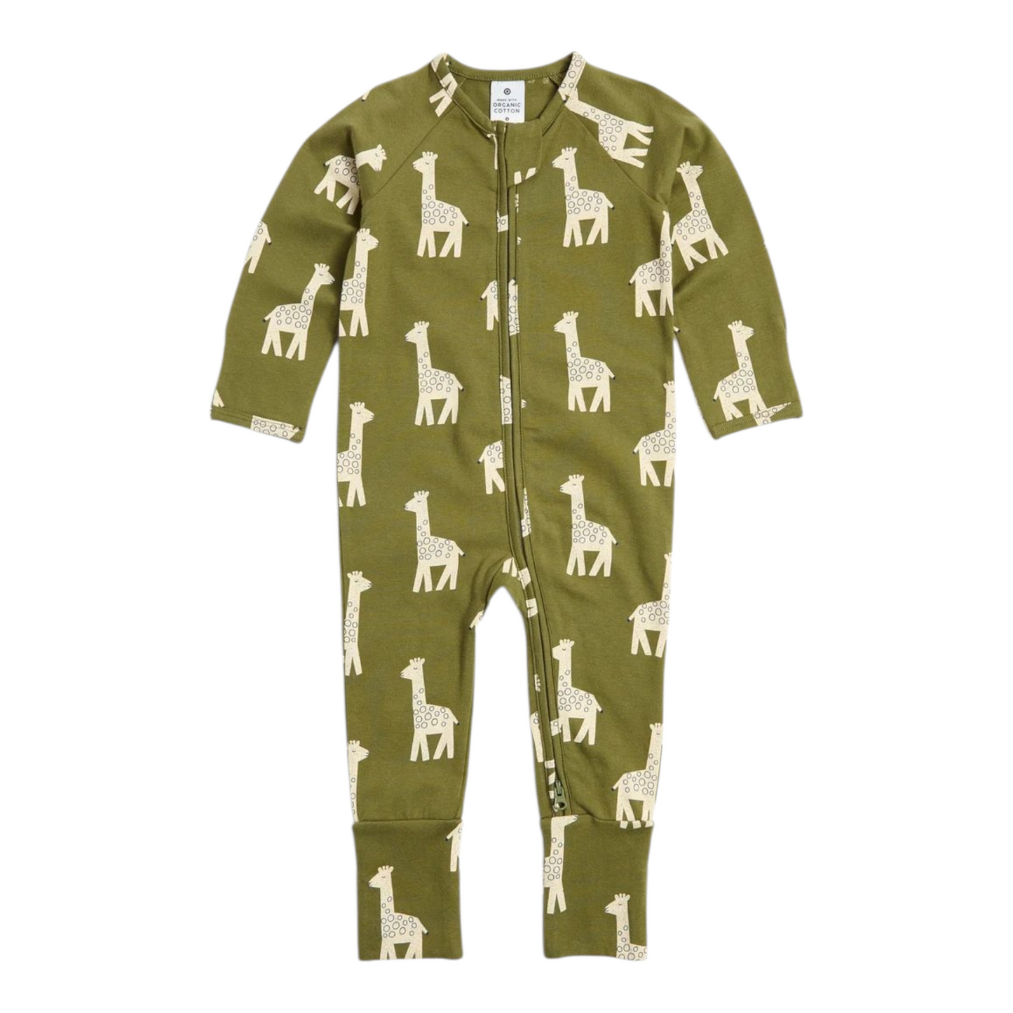 Baby Organic Cotton Footless Coverall - Giraffes -(size 0-3M)