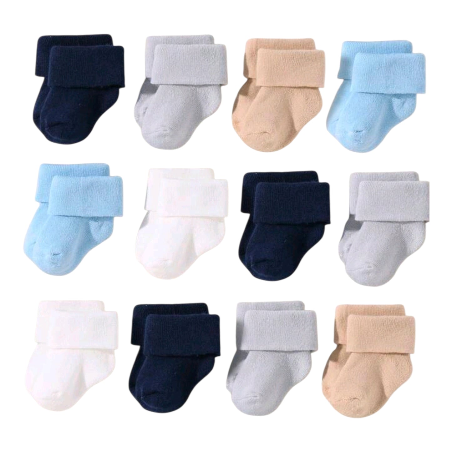 10 Pairs Newborn/Baby Boy Solid Color Thick Warm Flip-Top Socks