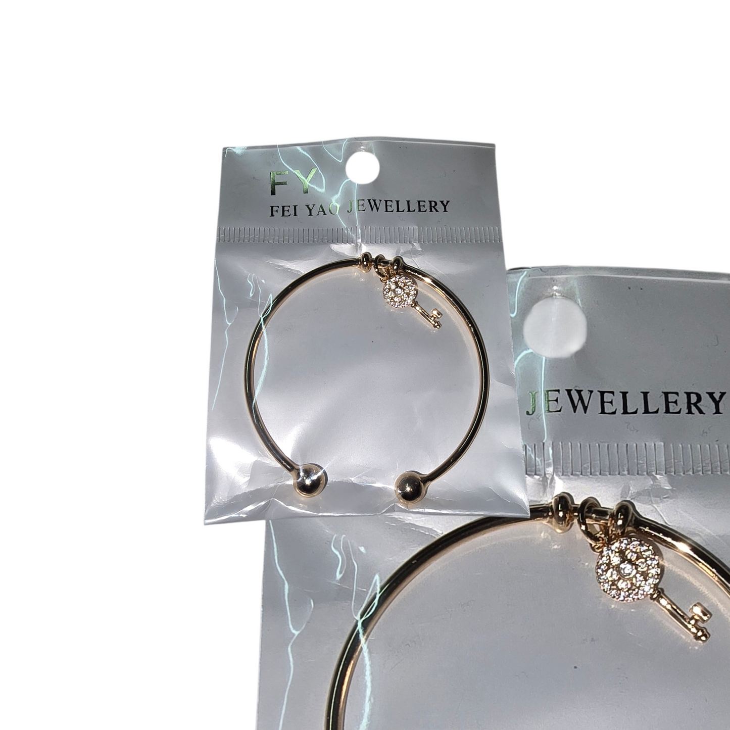 Key- FEI YAO JEWELLERY gold-tone slip-on cuff bracelet with crystal charms