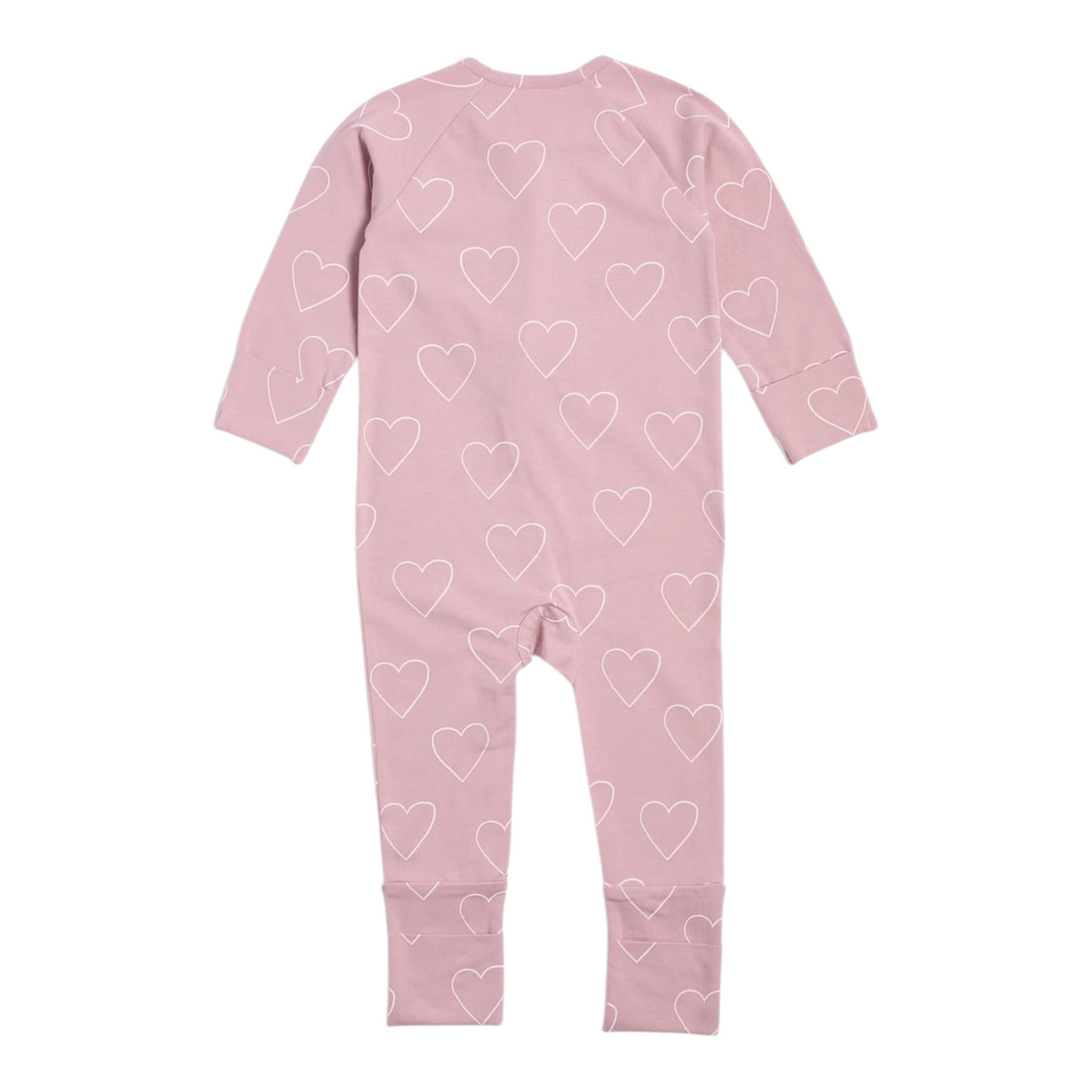 Baby Organic Cotton Footless Coverall - Hearts -(size NB)