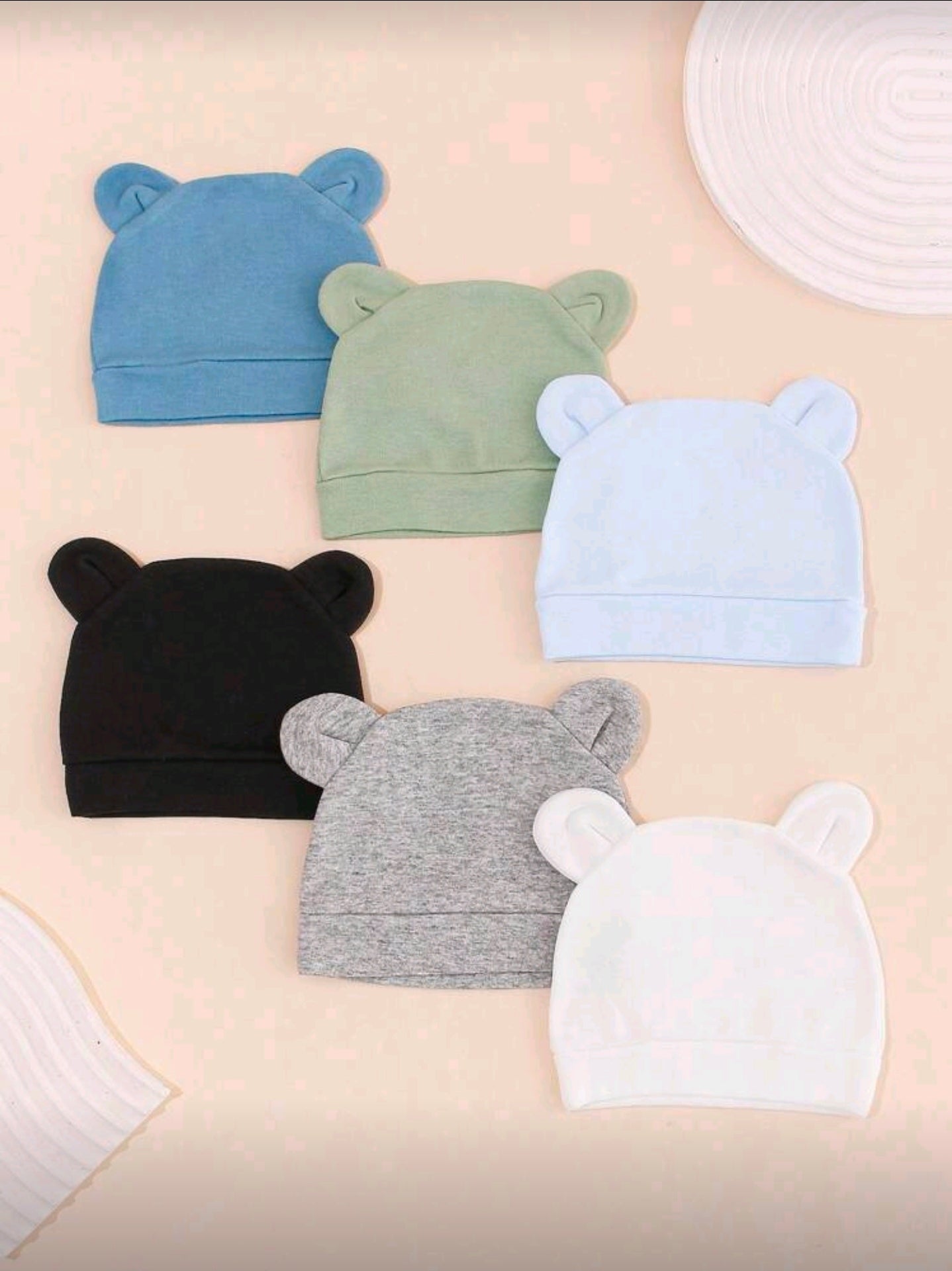 6 Pieces Newborn Baby Hat Bear Ears Infant Caps Baby Boy Girl Toddler Hats Infant Beanie Caps For 0-3 Months