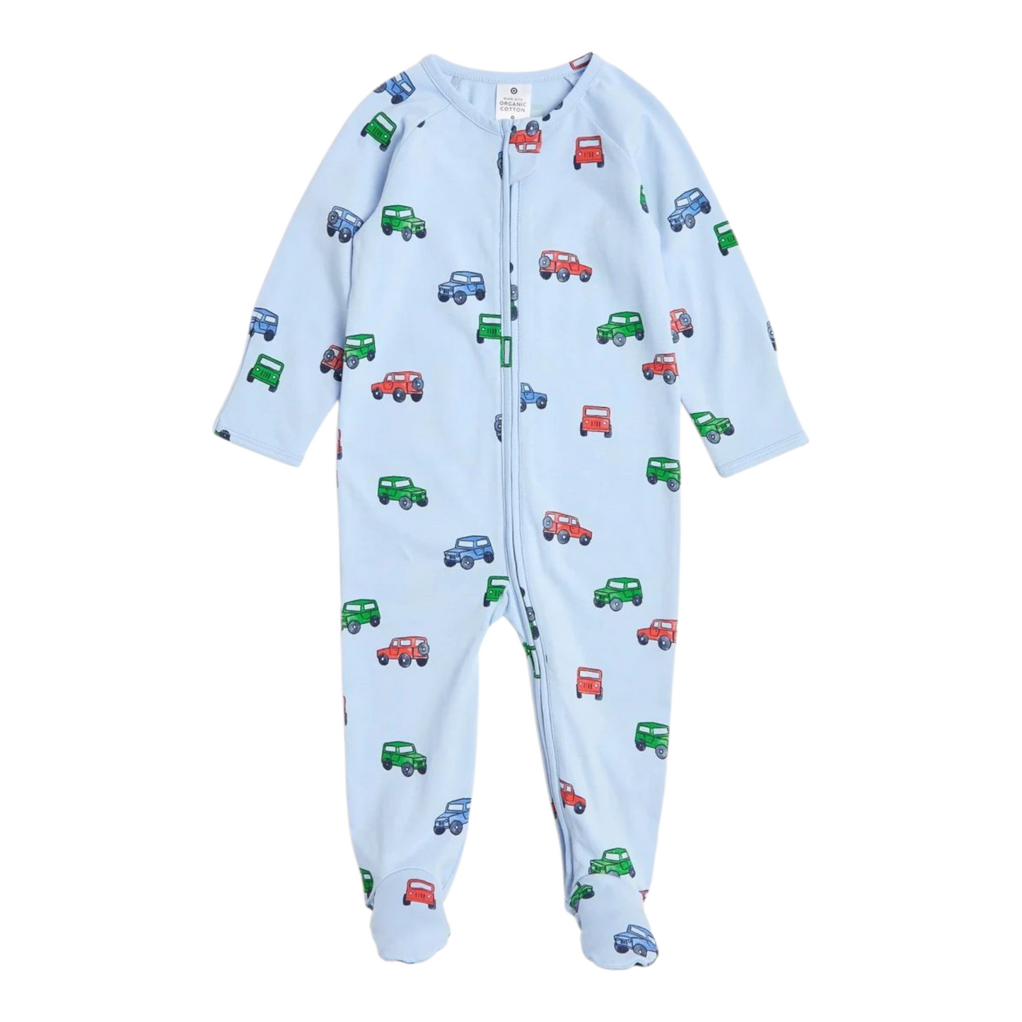 Baby Organic Cotton Print Zip Coverall -(size 0-3M)