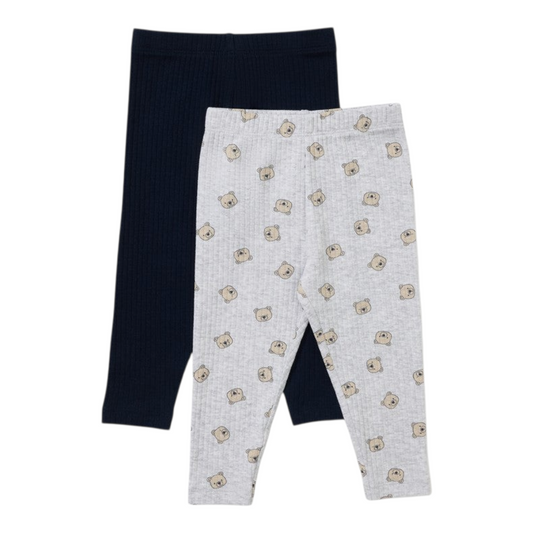 Dymples Baby Rib Leggings 2 Pack - Grey & Navy