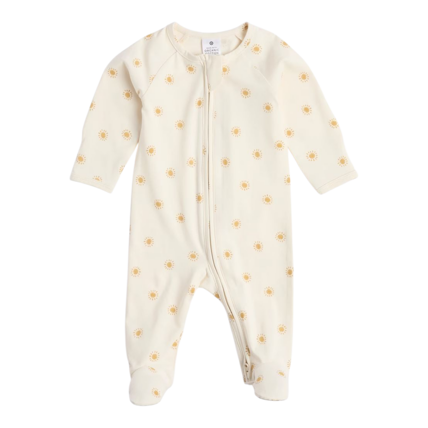 Baby Organic Cotton Print Zip Coverall - Cream Sun