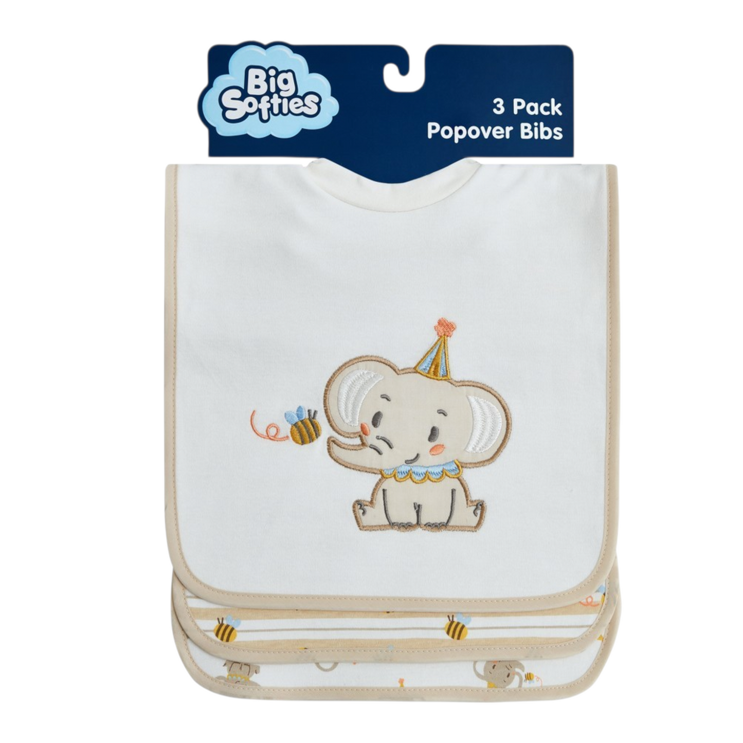 Big Softies Baby Popover Bibs 3 Pack - Nude