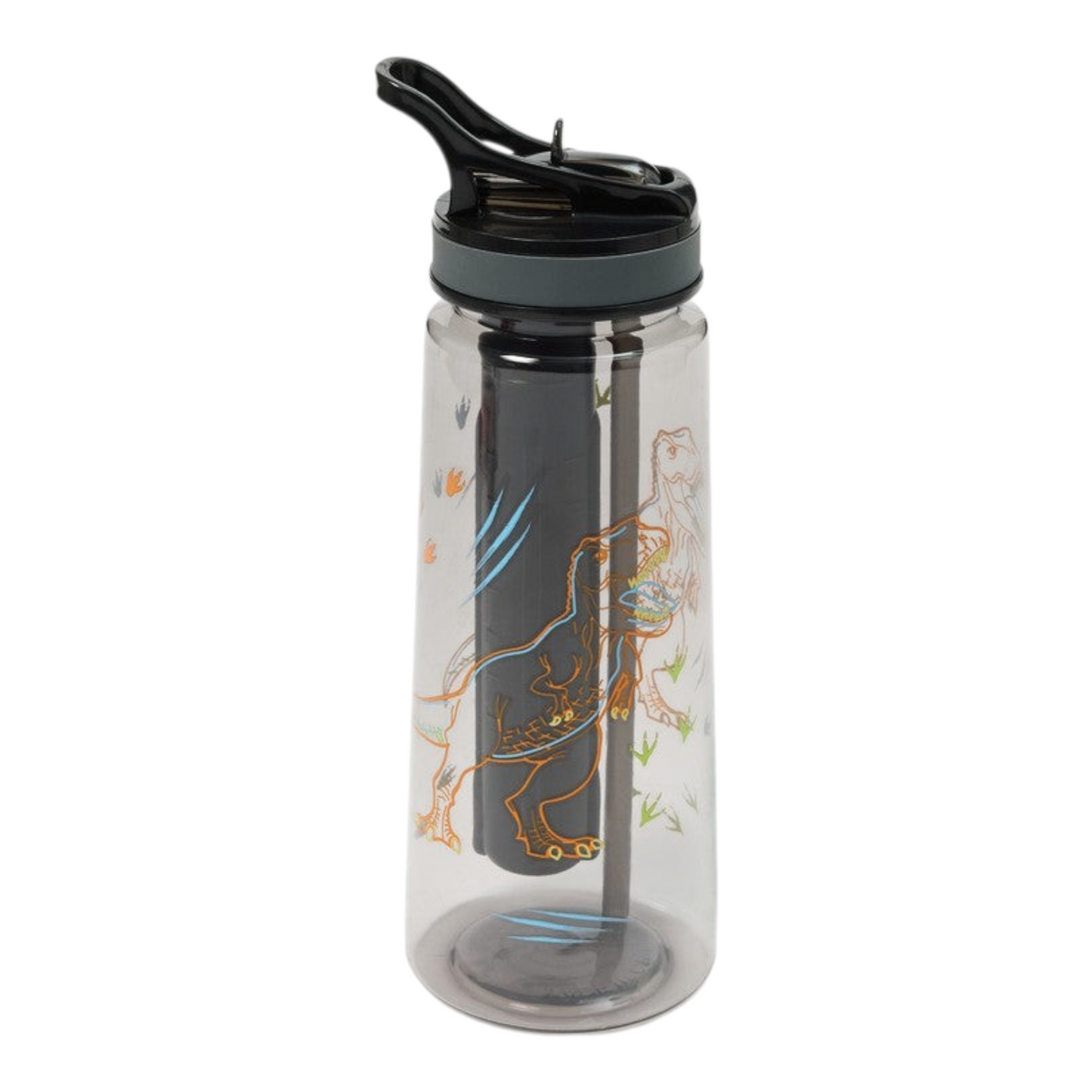 Brilliant Basics Drink Bottle with Freeze Stick 650ml - Black Dinosaur