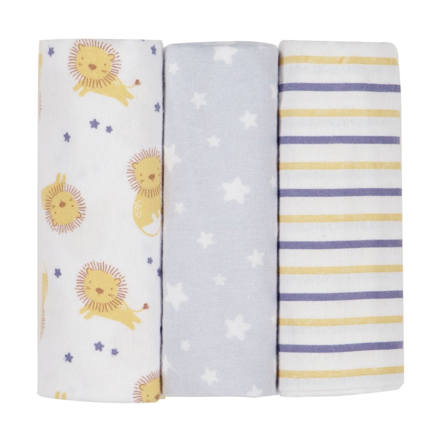 3 Pack Flannelette Wraps - Lion