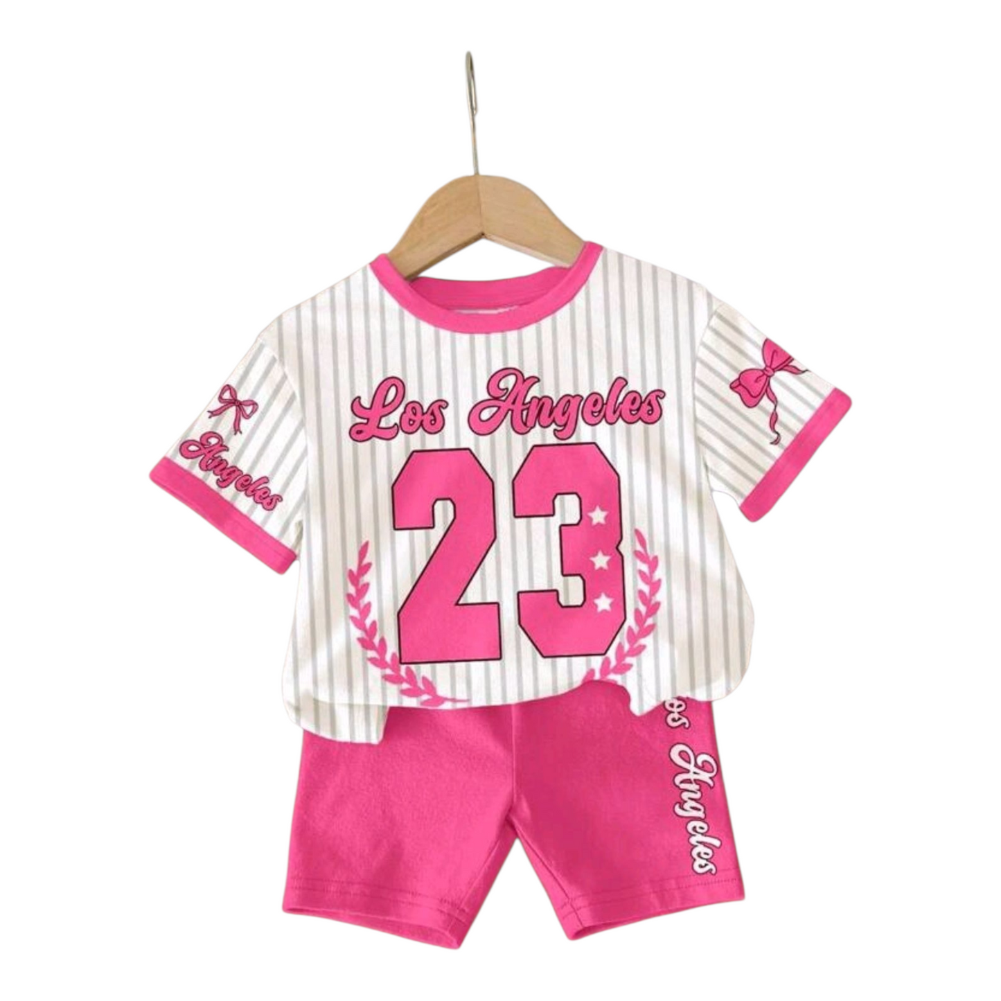 SHEIN Baby Girl Casual Minimalist Round Neck Loose Short Sleeve T-Shirt And Tight Cycling Shorts Set, Suitable For Spring/Summer -(size 9-12M)