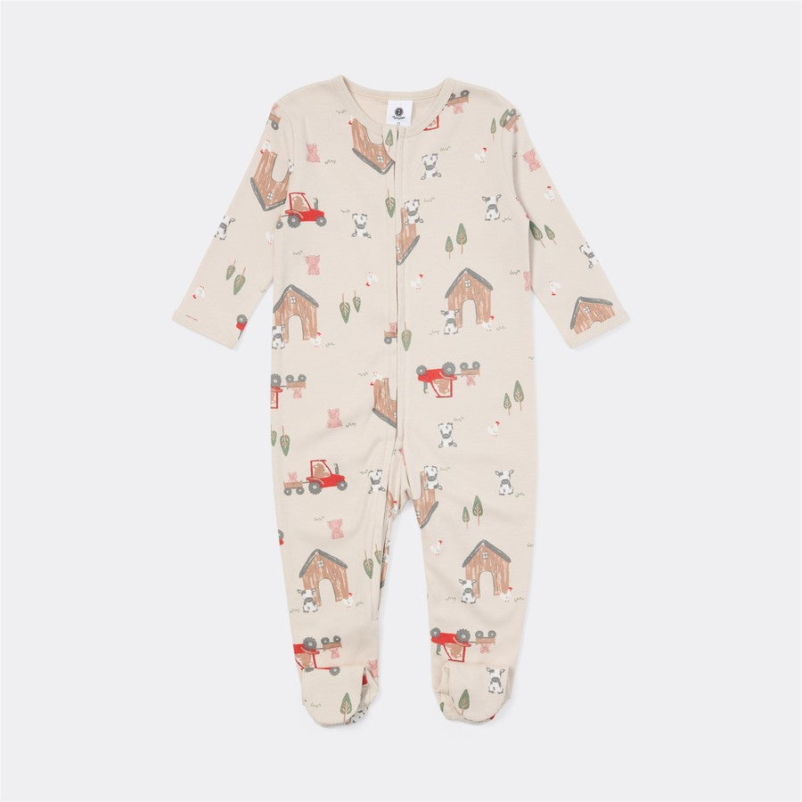 Dymples Baby Organic Cotton Farm Print Zip Coverall - Multi -(size 3-6M)