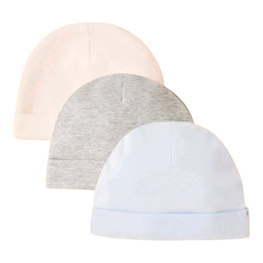 3pcs Infant Solid Daily Simple Basic Hat Set