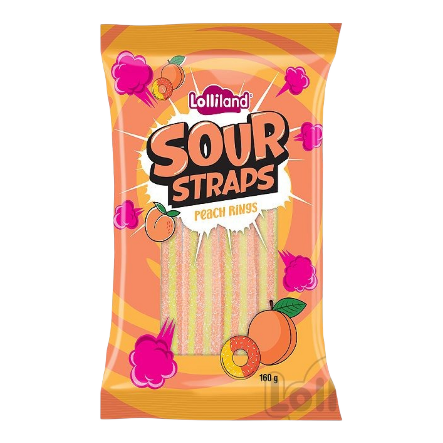Sour Straps Peach Rings 160G