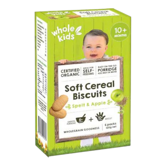 Whole Kids Organic Soft Cereal Biscuits- Spelt & Apple 120g
