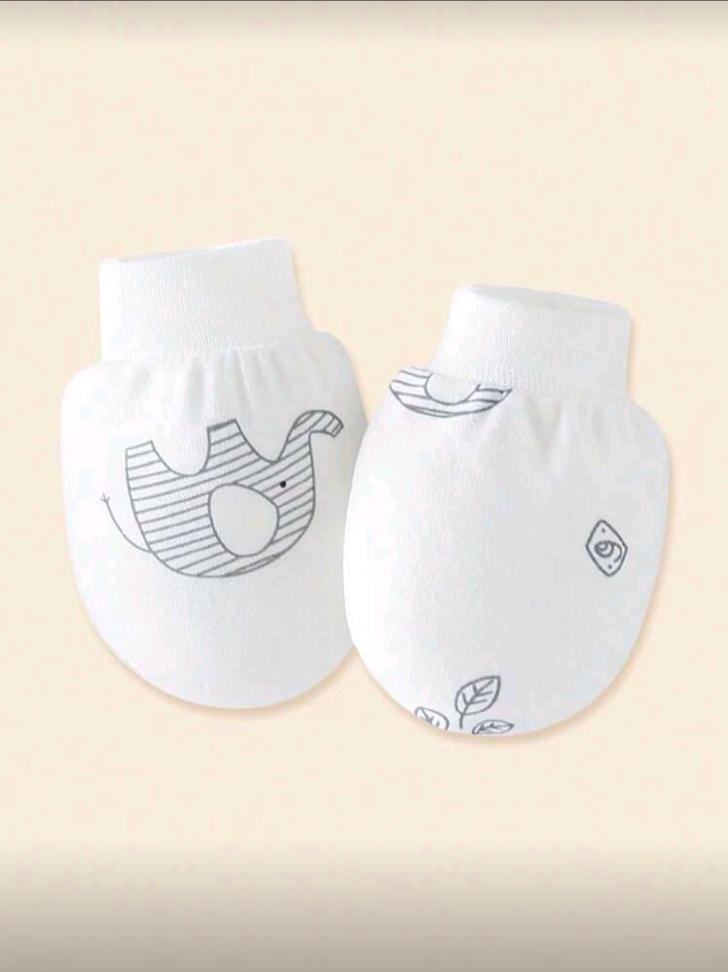 6 Pairs Newborn Baby Cute Star & Elephant Print Scratch Mittens, Soft & Comfortable Full Finger Gloves For Baby Boys, Great Gift