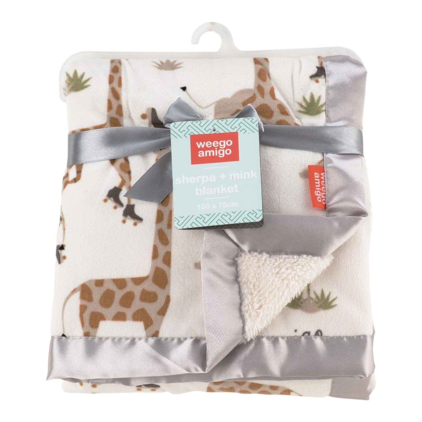 Weegoamigo Sherpa & Mink Blanket - Stevie Necks Giraffe