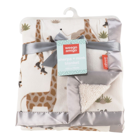 Weegoamigo Sherpa & Mink Blanket - Stevie Necks Giraffe