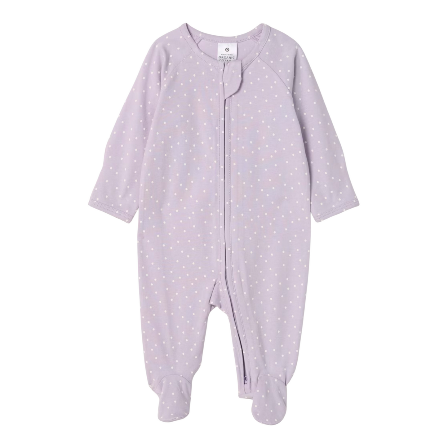 Baby Organic Cotton Zip Coverall - Spot Lilac