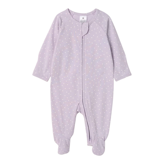 Baby Organic Cotton Zip Coverall - Spot Lilac