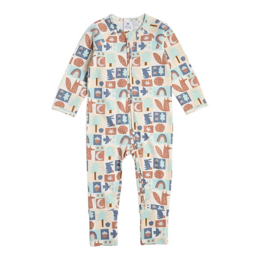 Baby Organic Cotton Footless Coverall - Animals -(0-3M)