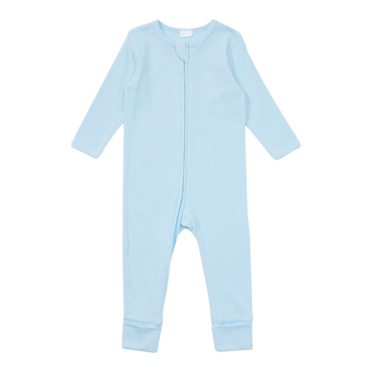 Dymples Baby Organic Rib Coverall - Light Blue -(size NB)